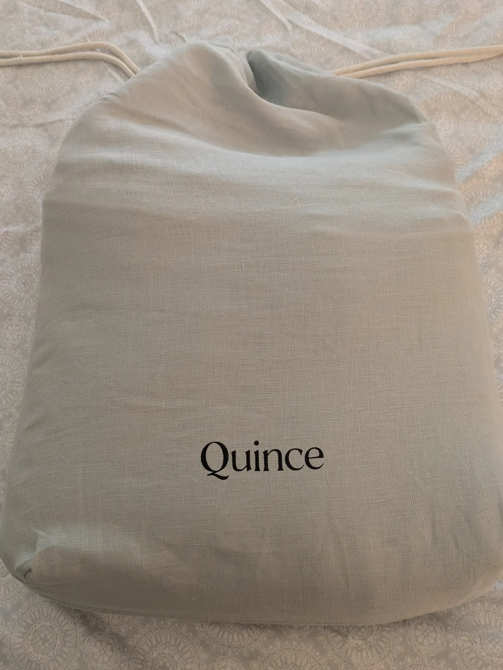 Quince European Linen Piped Duvet Cover Set King Mist
